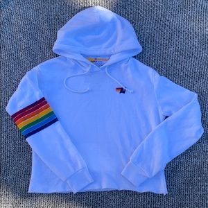 Aviator nation RAINBOW STITCH PULLOVER CROP HOODIE